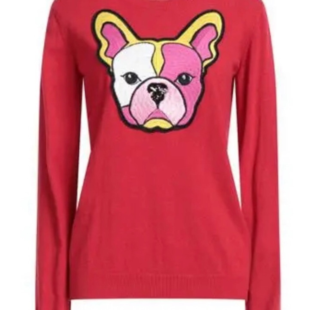Women's Pinko Red Sweater with Bulldog Design